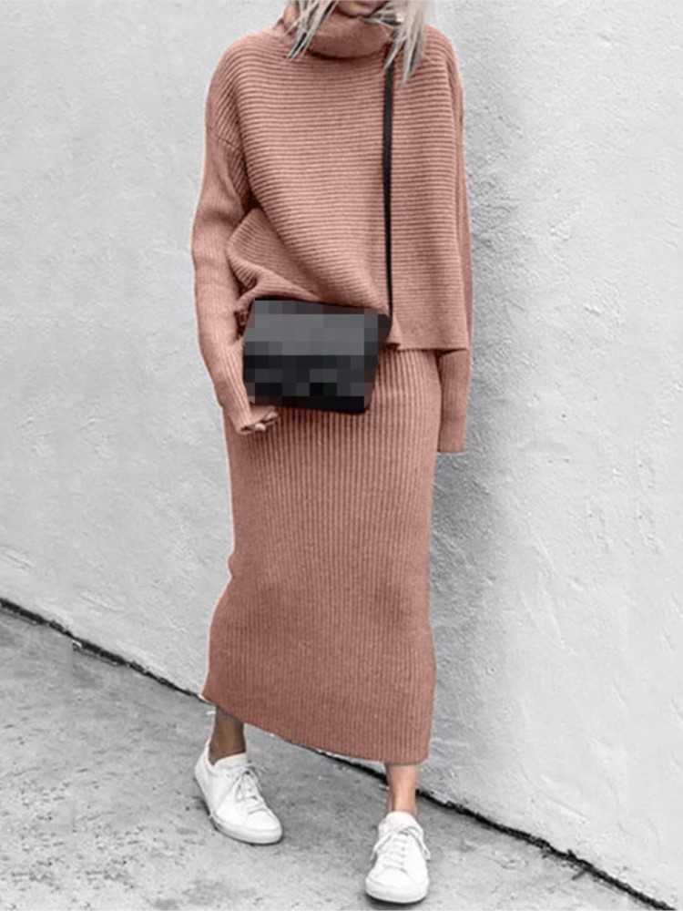 Winter Clothing Sales - Conjunto de Falda Midi Tejida para