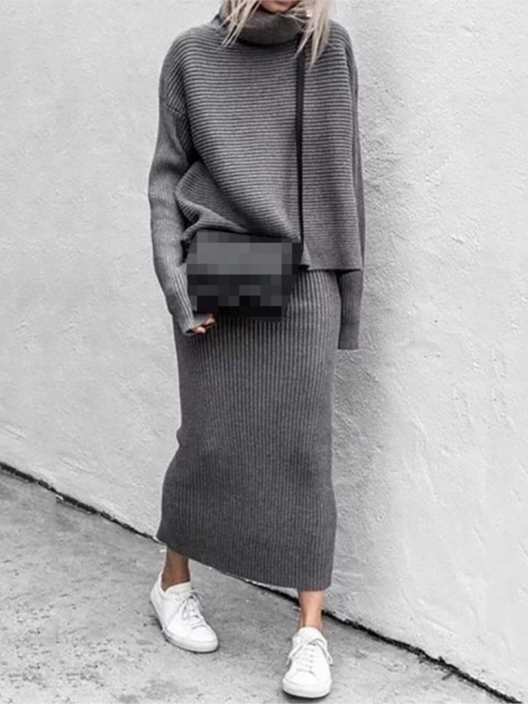 Conjunto de Falda Midi Tejida  - Winter Clothing Sales reseña y precio