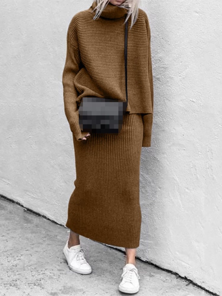 Conjunto de Falda Midi Tejida  - Winter Clothing Sales reseña y precio